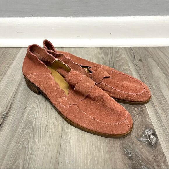 Lucky Brand Flats Women’s 7 Callister Peach Pink Suede Leather Slip On Loafer - Picture 1 of 6